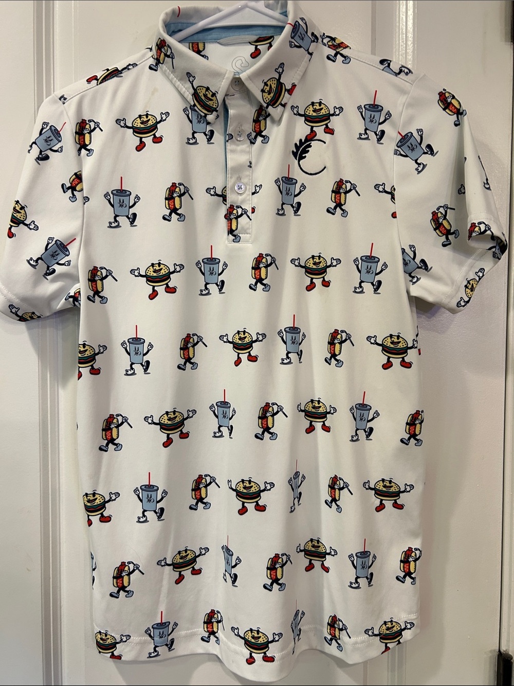 Men's White Novelty Cartoon Print Polo Shirt